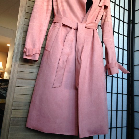 Gorgeous Fluffy Casual Rose Removable Belt Side Pockets Open Front Coat - Picture 10 of 16